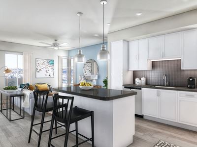 Kitchen island at The Seaton in San Diego, CA